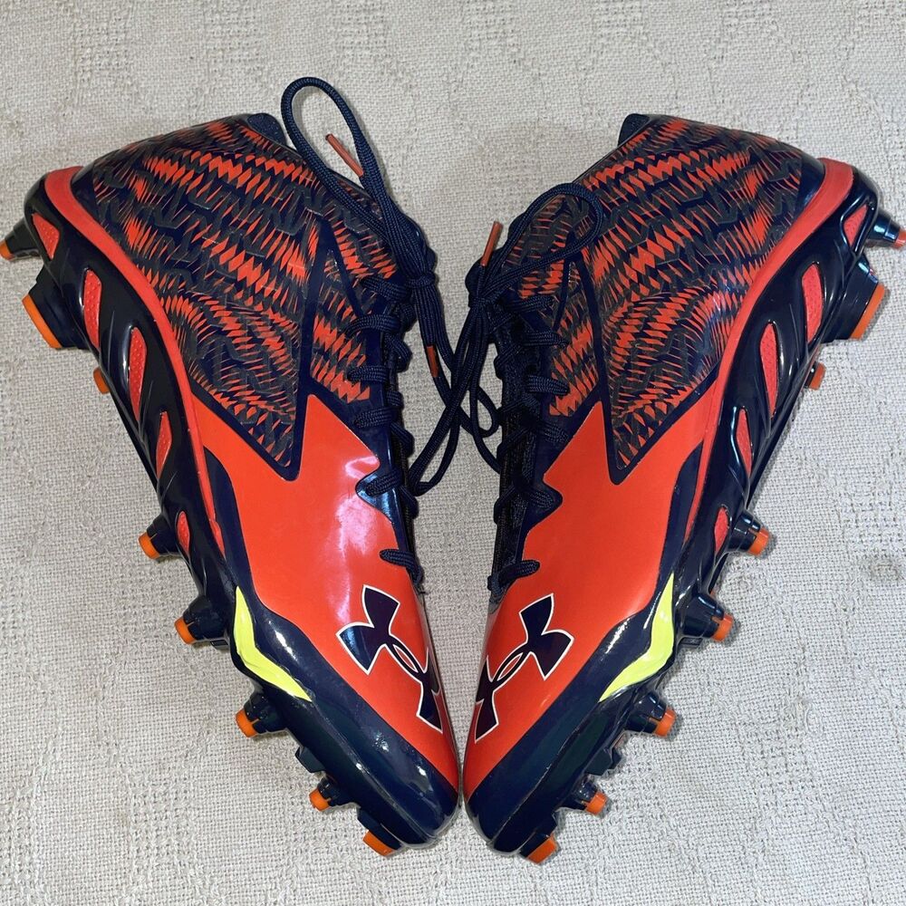 Under Armour Nitro Spine 4D Men’s Athletic Cleats Size 14 D Orange Blue Outdoors